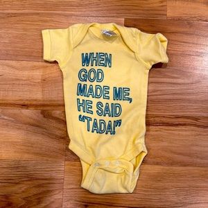 NWOT- Newborn Onesie - “When God Made Me” - Yellow